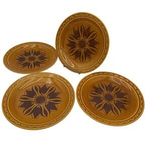 Set/4 Vintage Dinner Plates in Golden Harvest by Homer Laughlin 10 1/8"